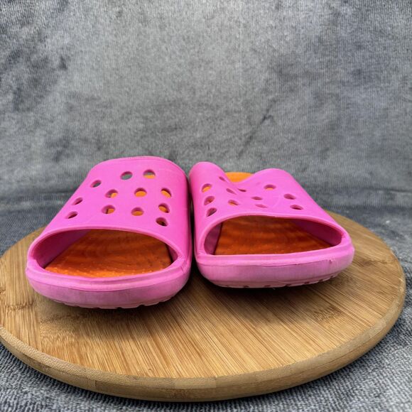 Crocs Foam Slide Sandals Shoes Womens Size 10 Pink Orange Comfort Pool Shower - Picture 2 of 9
